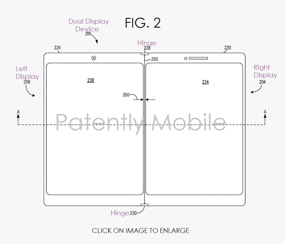 samsung dwa wyswietlacze ekrany surface duo patent fold